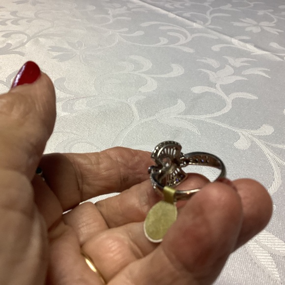 ART DECO Cubic zirconia. Sterling cocktail ring size 10 - Picture 8 of 13